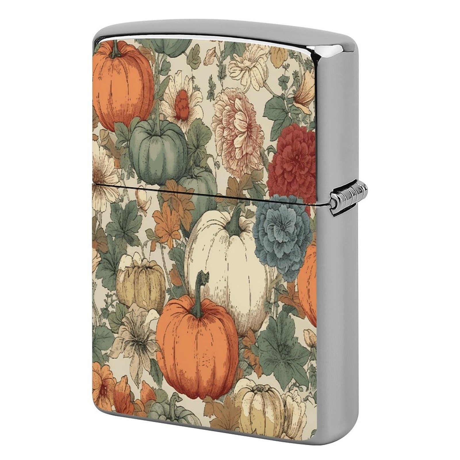 Fodpand Style Drawn Autumn Pumpkin Metal Lighter Case Cover Lighter Sleeve