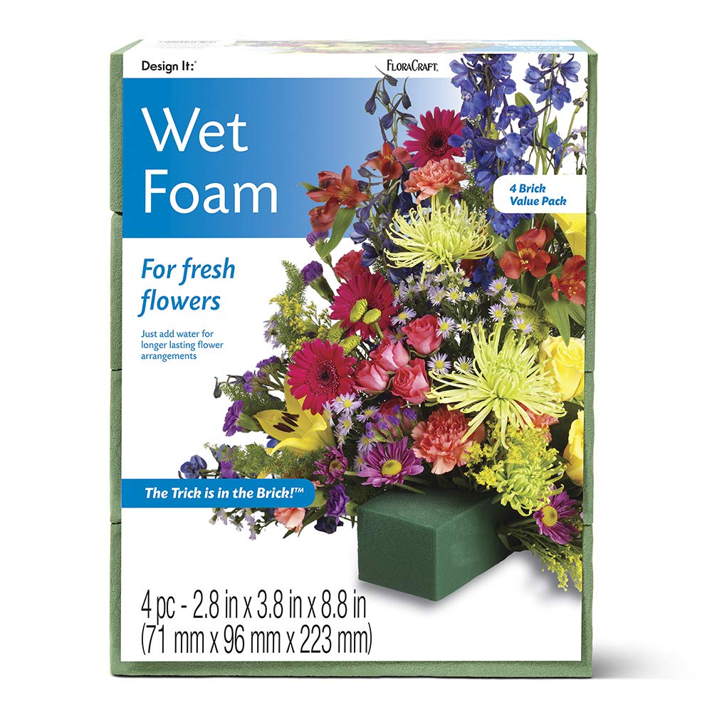 FloraCraft 4-Piece Floral Foam, 3 by 4 by 9-Inch