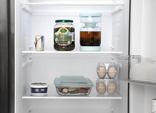 Miniatura 8 de Tarro de cristal para pepinillos con colador, contenedor de pepinillos de 34 onzas, tarro separador de jugo de pepinillos con forma de reloj de