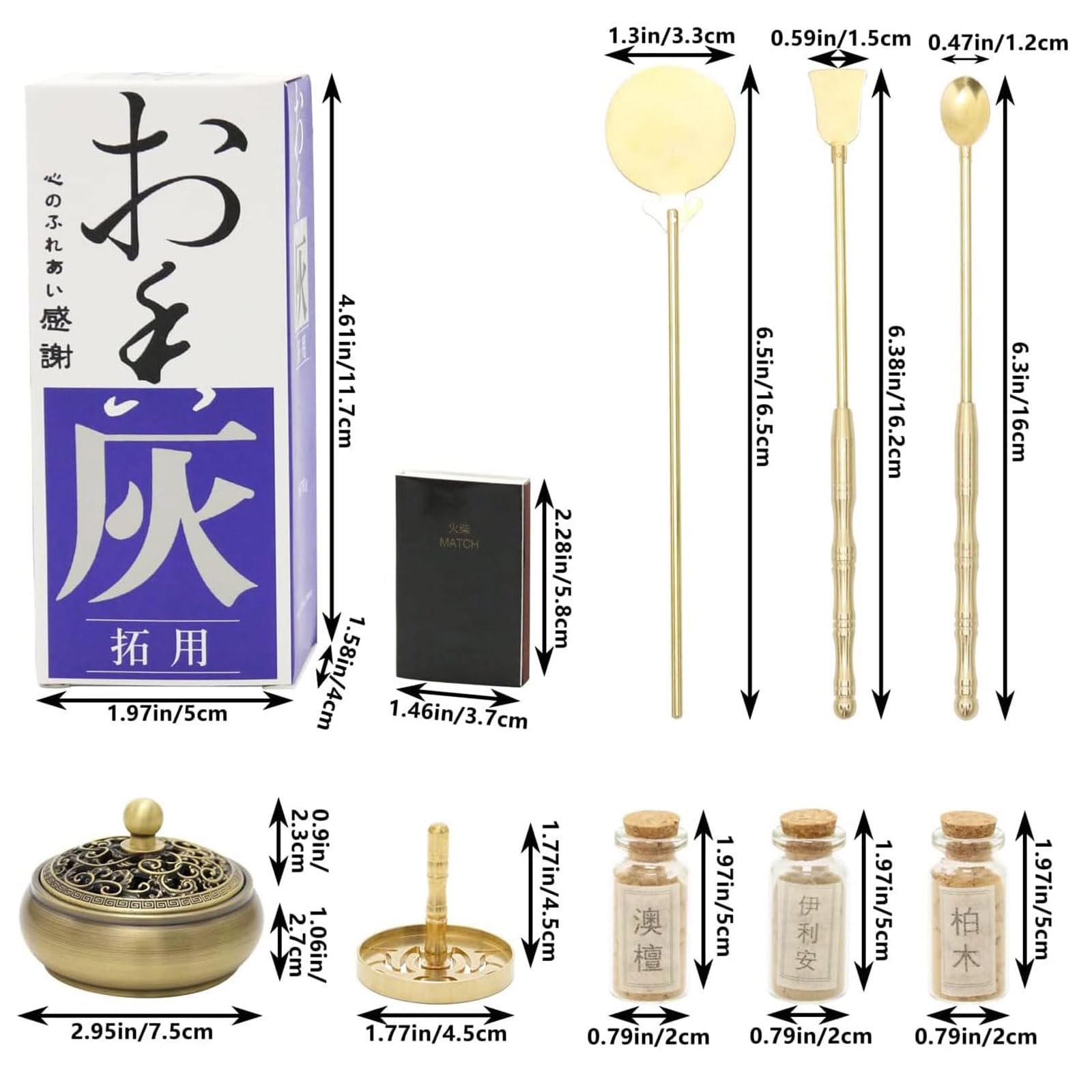 Kit de fabricación de incienso de latón con moldes de reflujo y herramientas para fragancia y meditación en el hogar