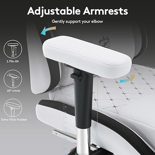 Miniatura 9 de Silla de juegos de tela transpirable, silla de oficina para computadora con reposapiés, soporte lumbar de masaje y almohadilla de gel, silla