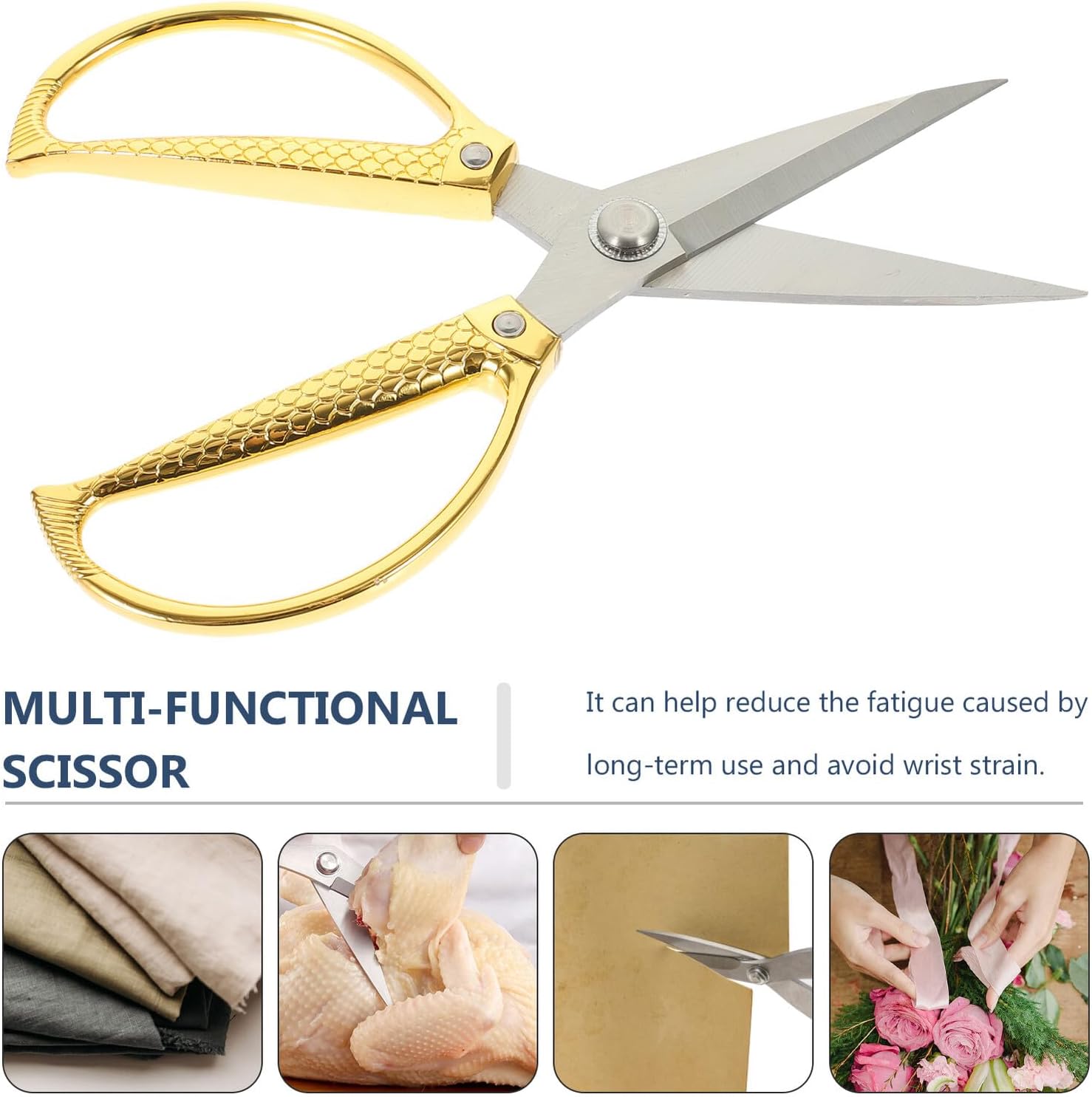 Heavy Duty Stainless Steel Kitchen Shears Food Shear with Decorative Fish Pattern, Chicken Bone Cutting Scissors for Home Cooking and Poultry Preparation