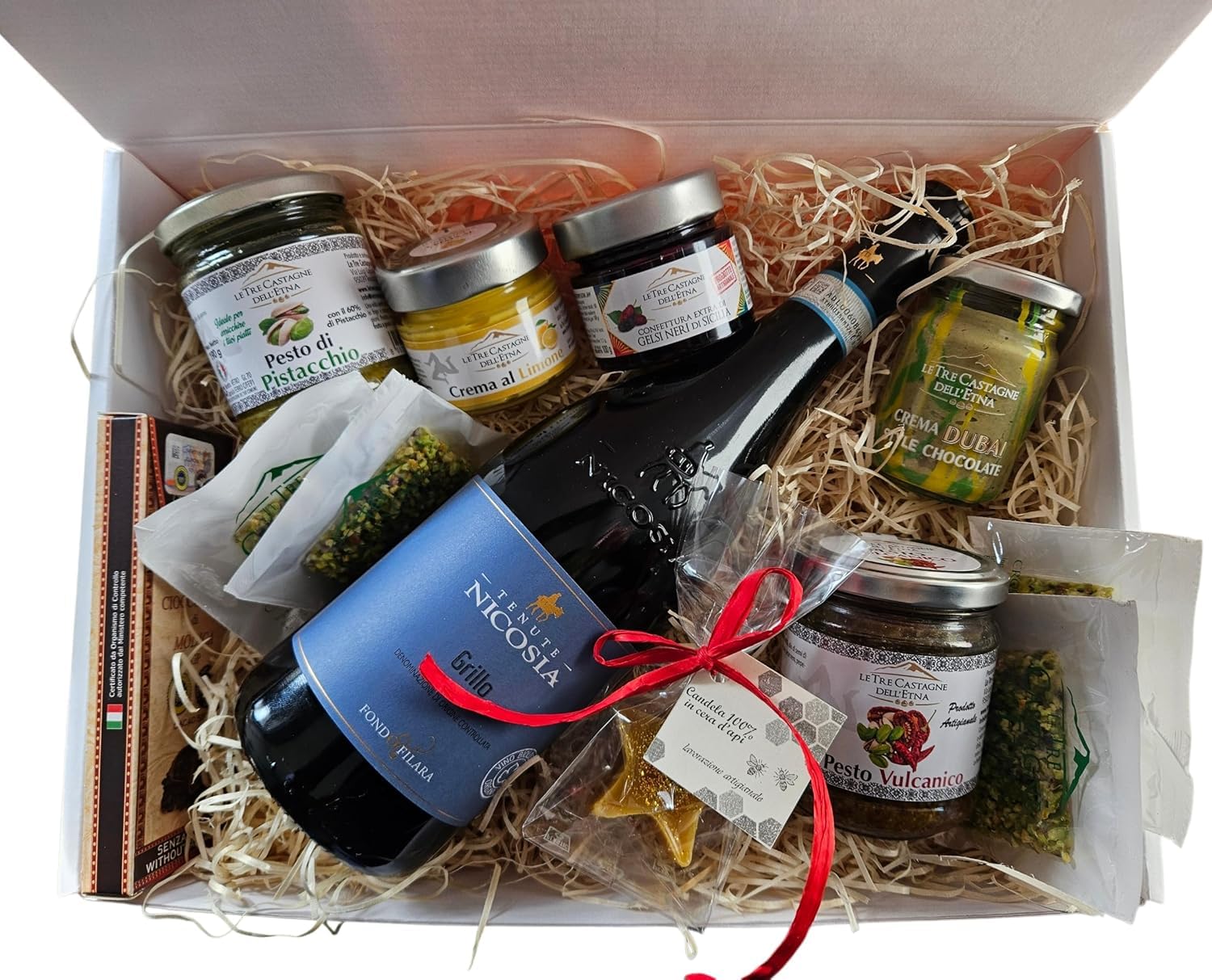 Cesto Regalo Passione Vulcanica | Box Sicilia | Selezione Prodotti Siciliani Gourmet | 9 Pezzi | - Le Tre Castagne dell'Etna