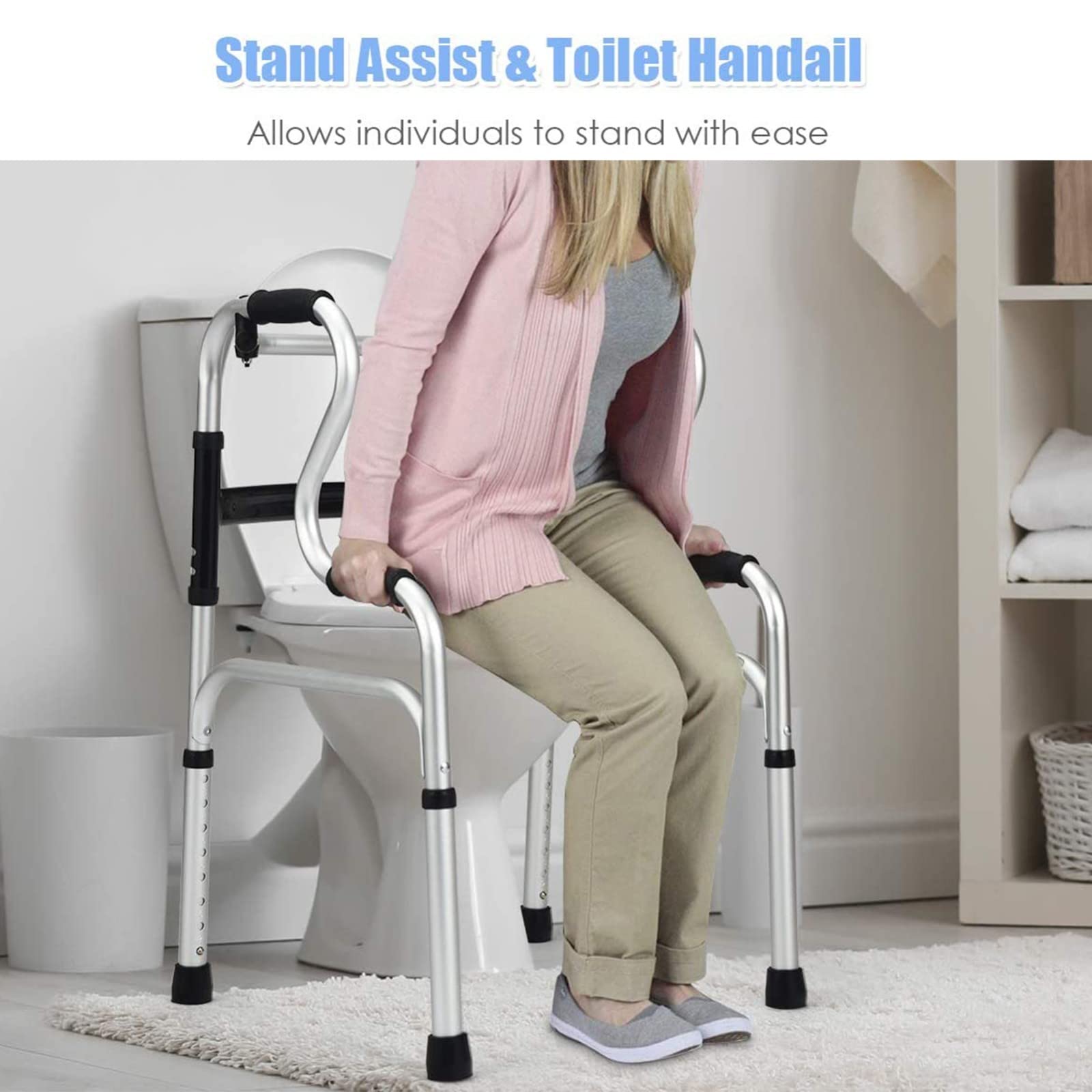 Andador con Asiento para Ancianos,Andador para Ancianos,Caminadores para Mayores,Andadores con Asiento,Andadores Adultos Plegable,Altura Ajustable,hasta 150 Kg