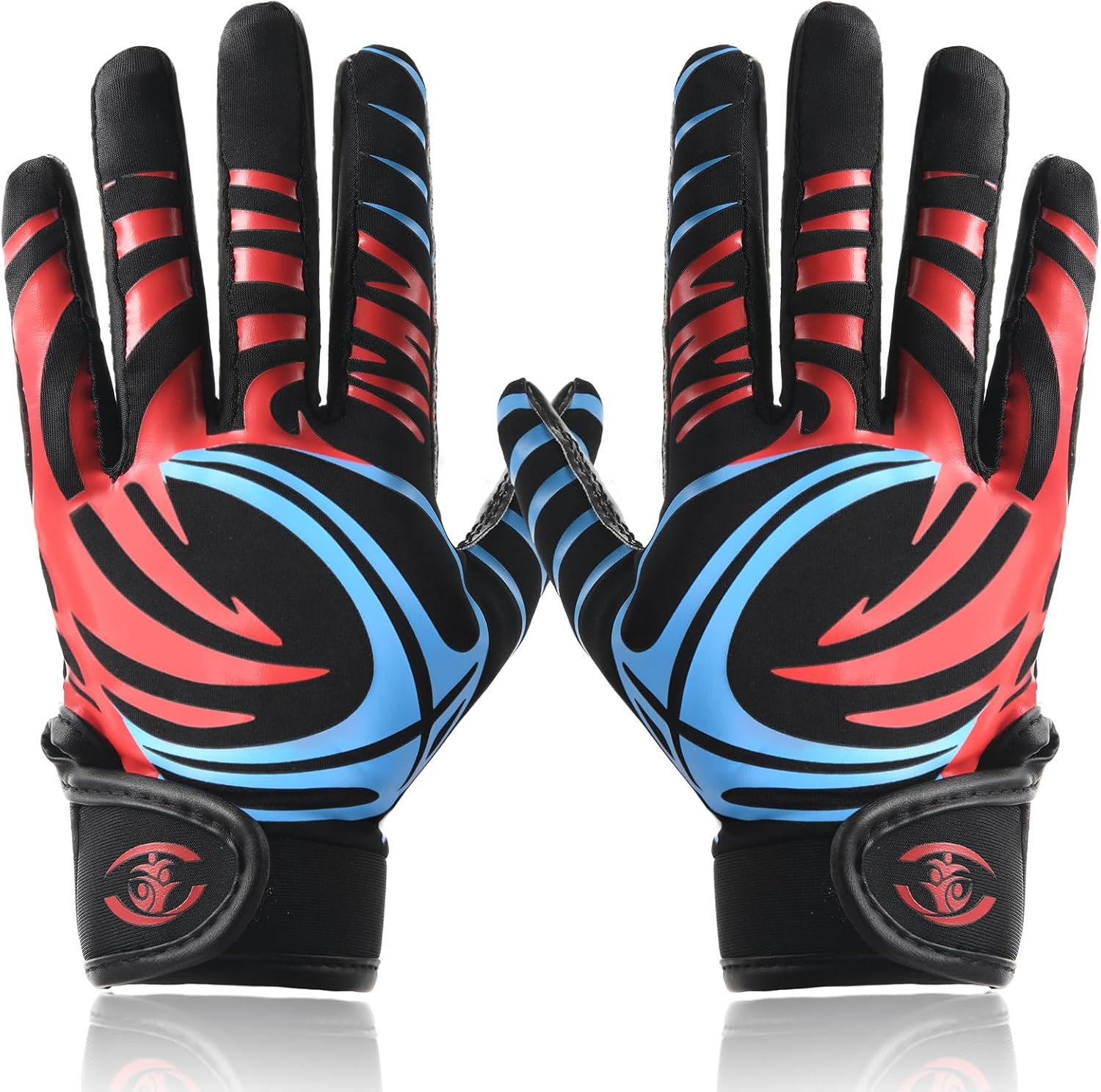 Football Receiver Gloves for Kids - Non-Slip Silicone Grip & Breathable Lycra Back for Enhanced Ball Control, Durable Rugby Training Gloves for Boys and Girls