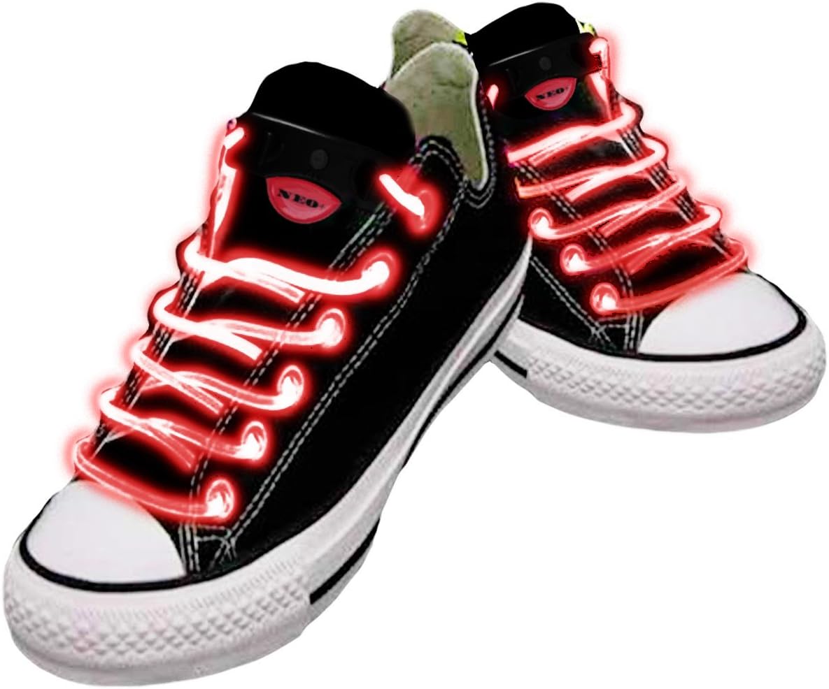 RED LED SHOE LACES glow in the dark, Neon shoe laces