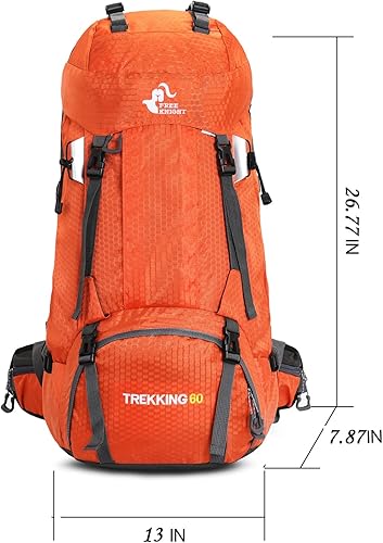 Miniatura 2 de Mochila de senderismo ligera impermeable de 60 L con cubierta de lluvia, mochila deportiva para viajes al aire libre para escalar, campamento, viajes