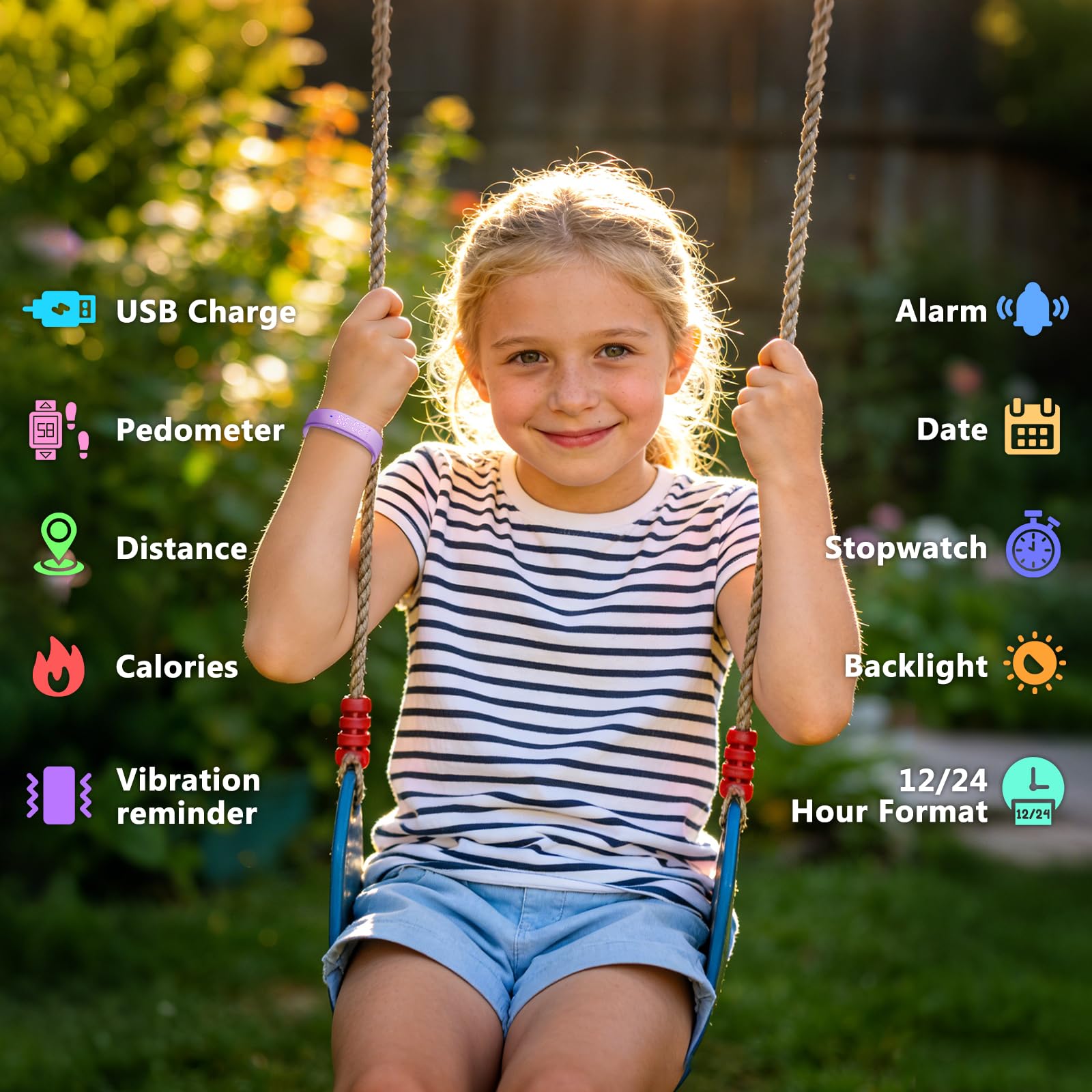Timever Montre Digitale Enfant avec Chronomètre, Eclairage, 3 Alarme, Date,Podomètres Marche Non Connecté-Montres Sport pour Fille Garcon avec Bracelet en Silicone