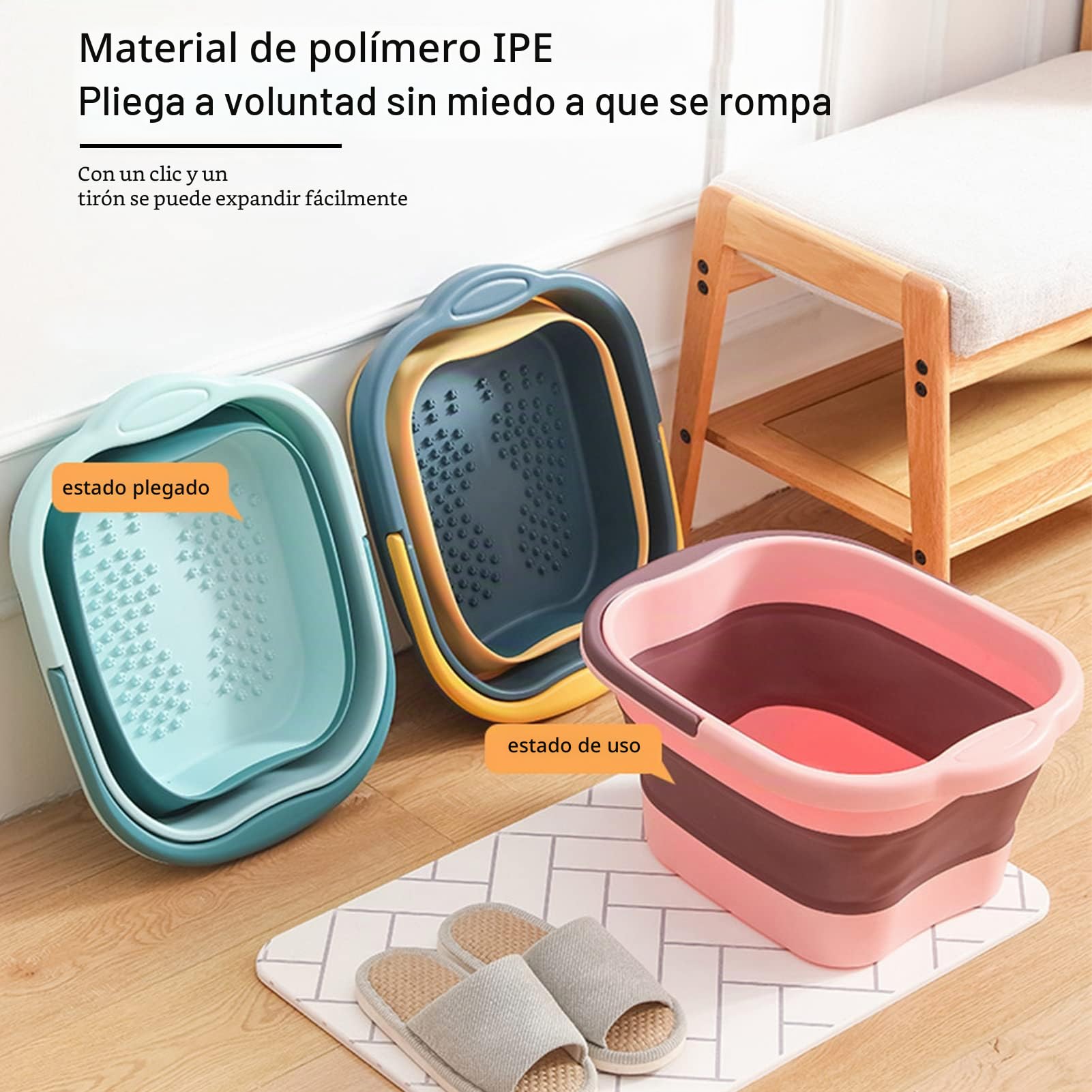 Taza plegable para baño de pies para spa - Bañera grande de remojo con bandeja para pedicura - Utensilio para lavabo