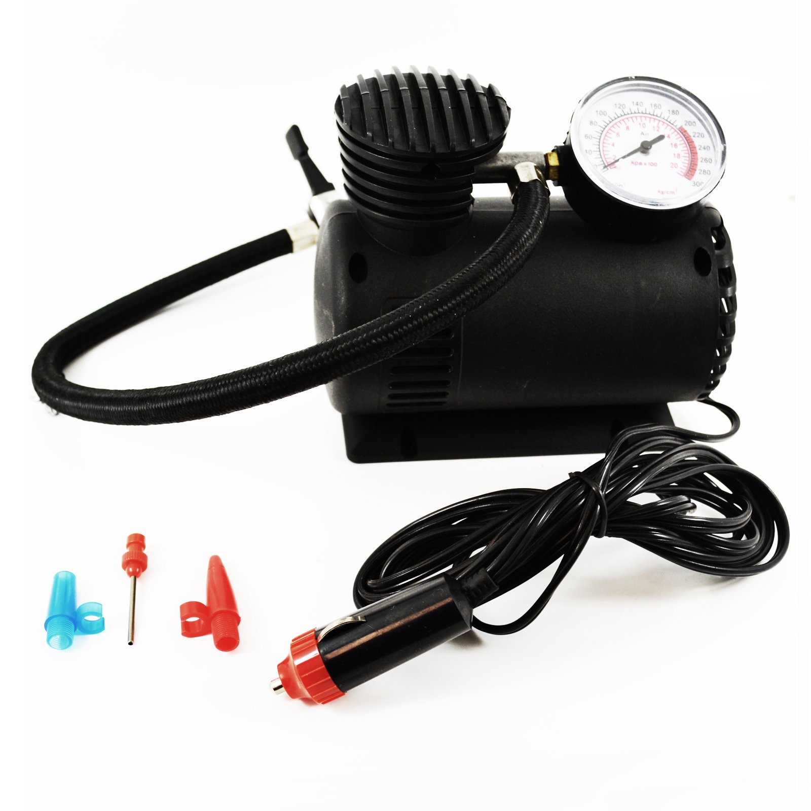 L-Feng-Uk Black 12V Mini Compact Air Compressor 300 Psi Cigarette Bike Car Van Tyre Inflator