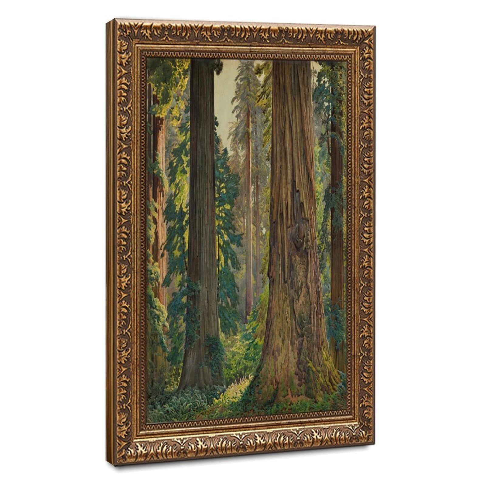 WCYB Redwoods, Humboldt County California by Gunnar Widforss Posters Prints Canvas Deco Paintings Wall Art Hangable Frame 20" L X 30" W