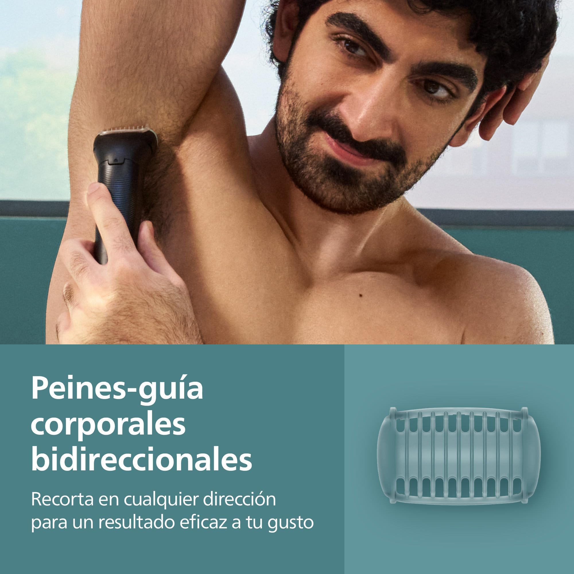 Philips Afeitadora Corporal Series 5000 - Recortadora para Hombre con Sistema Triple Protect, Afeita y Recorta la Zona Íntima, Apta para la Ducha, 100 min. de autonomía. BG5485/30