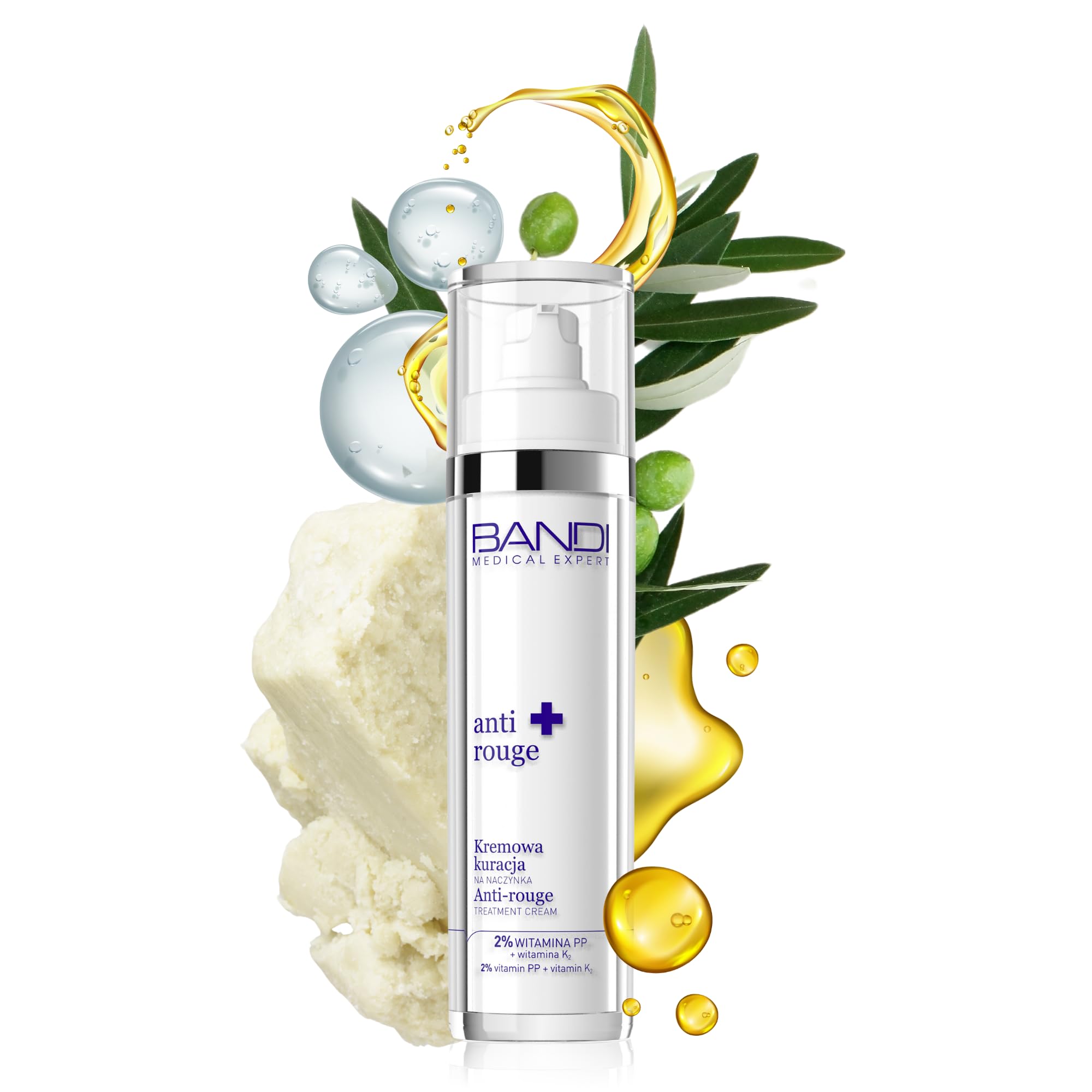 Bandi Anti-Rouge Nourishing Face Cream for Sensitive Skin Hydrating Moisturising Redness Reducing Smoothing for Rosacea 50ml