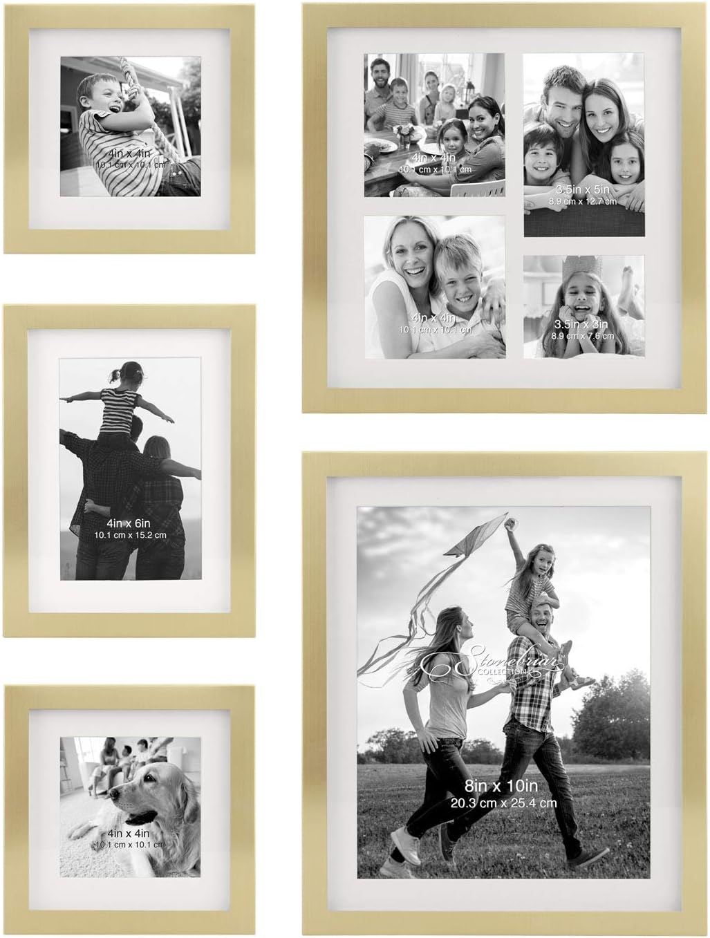 Stonebriar Decorative Stamped Gold 5 Piece Photo Frame Set