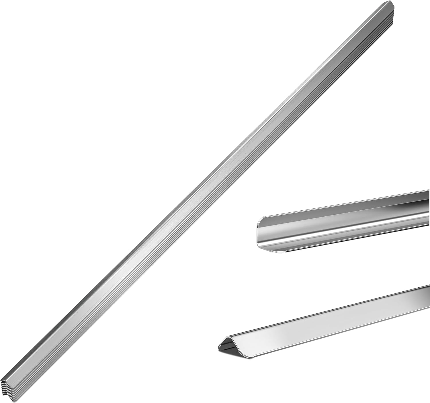 0.5x0.5x48 Inches 304 Stainless Steel Wall Corner Guards (10-Pack) Heavy Duty Rounded Corner Protector, Smooth Folded Edge Design for Wall Protection Stainless Steel Slab 0.5x0.5x48 Inches Silver 10