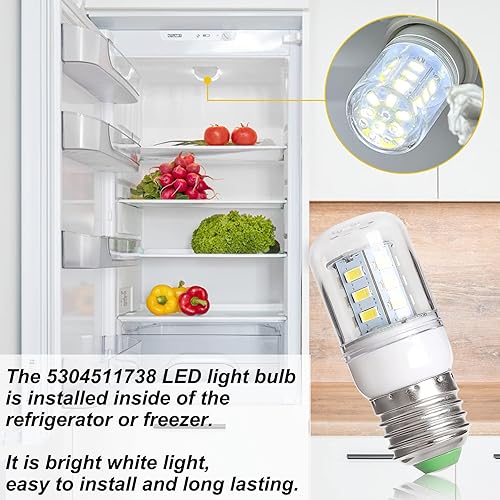 Miniatura 5 de 5304511738 Bombilla LED para refrigerador Frigidaire Crosley Ken More, 3.5 W KEI D34L bombilla para refrigerador reemplazar PS12364857 AP6278388