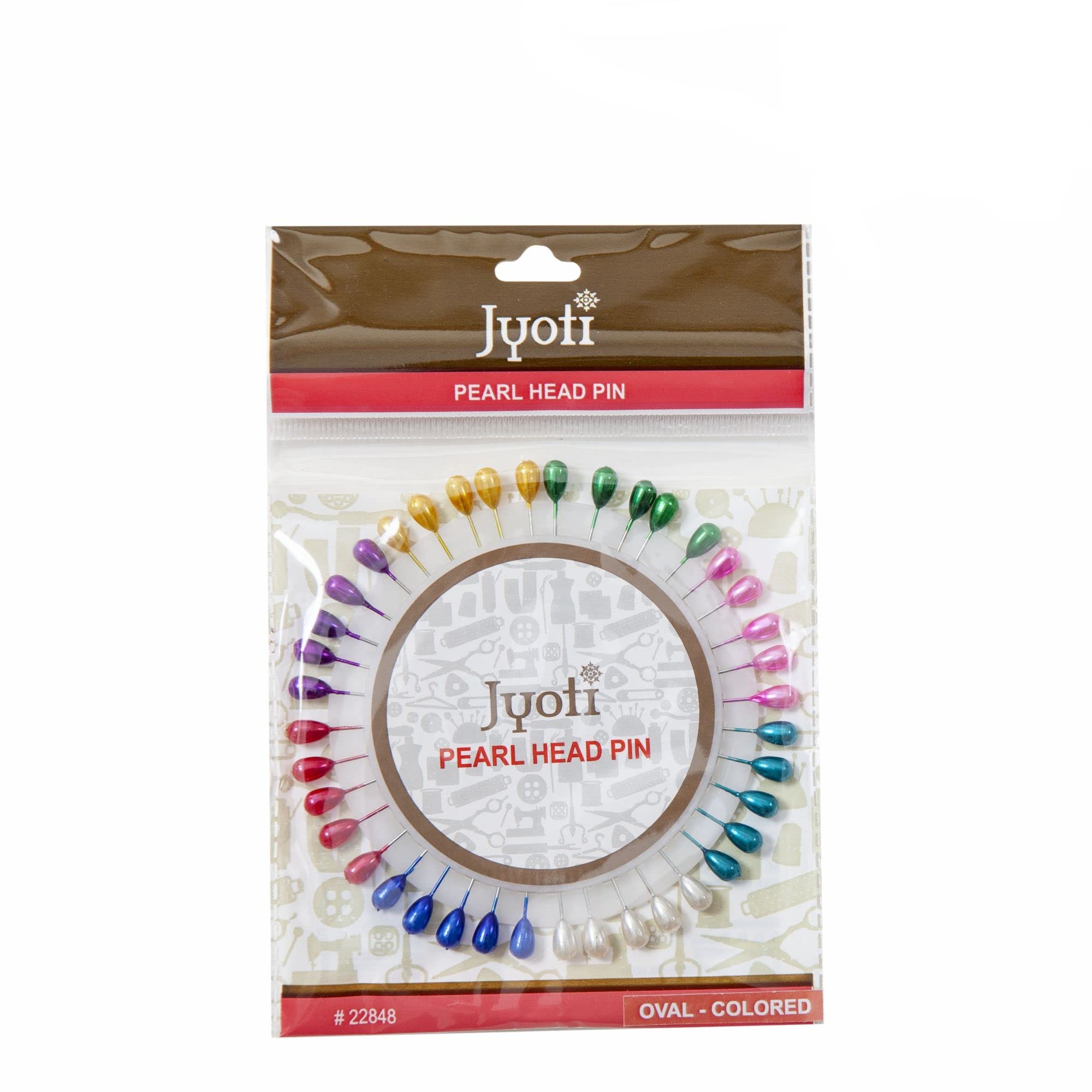Jyoti Pearl Head Pins Oval Multicolored for Tailoring, Dressmaking, Crafting, Sewing, Ornament, Patch Work, Florist, Decorating, Hijab, and Scarf for Women # 22848 (40 Pins on a Wheel) - Pack of 5-image-37
