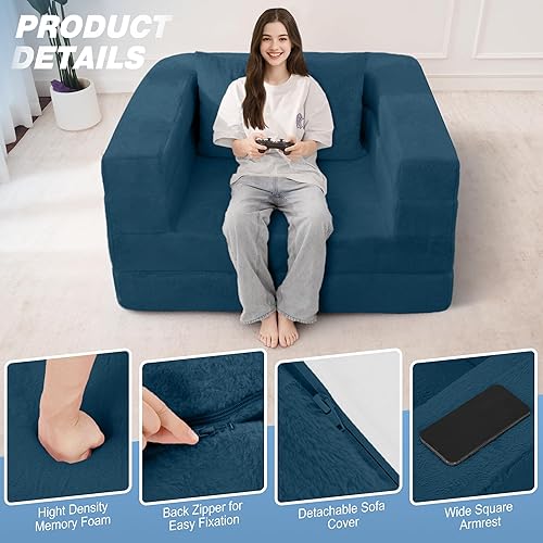 Miniatura 175 de Cama humana gigante para perro, cama 3 en 1 para perro de tamaño humano con funda de piel sintética lavable, cama grande plegable para mascotas con