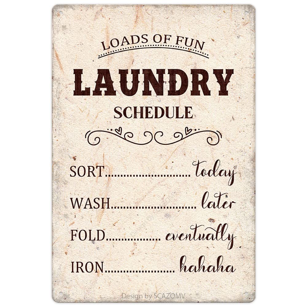 Rustic Metal Signs Laundry Schedule Sign For Laundry Room Decor And Accessories,Farmhouse Wall Hanging Decor Desk Shelf Decorations Housewarming Presents (8x12Inches)