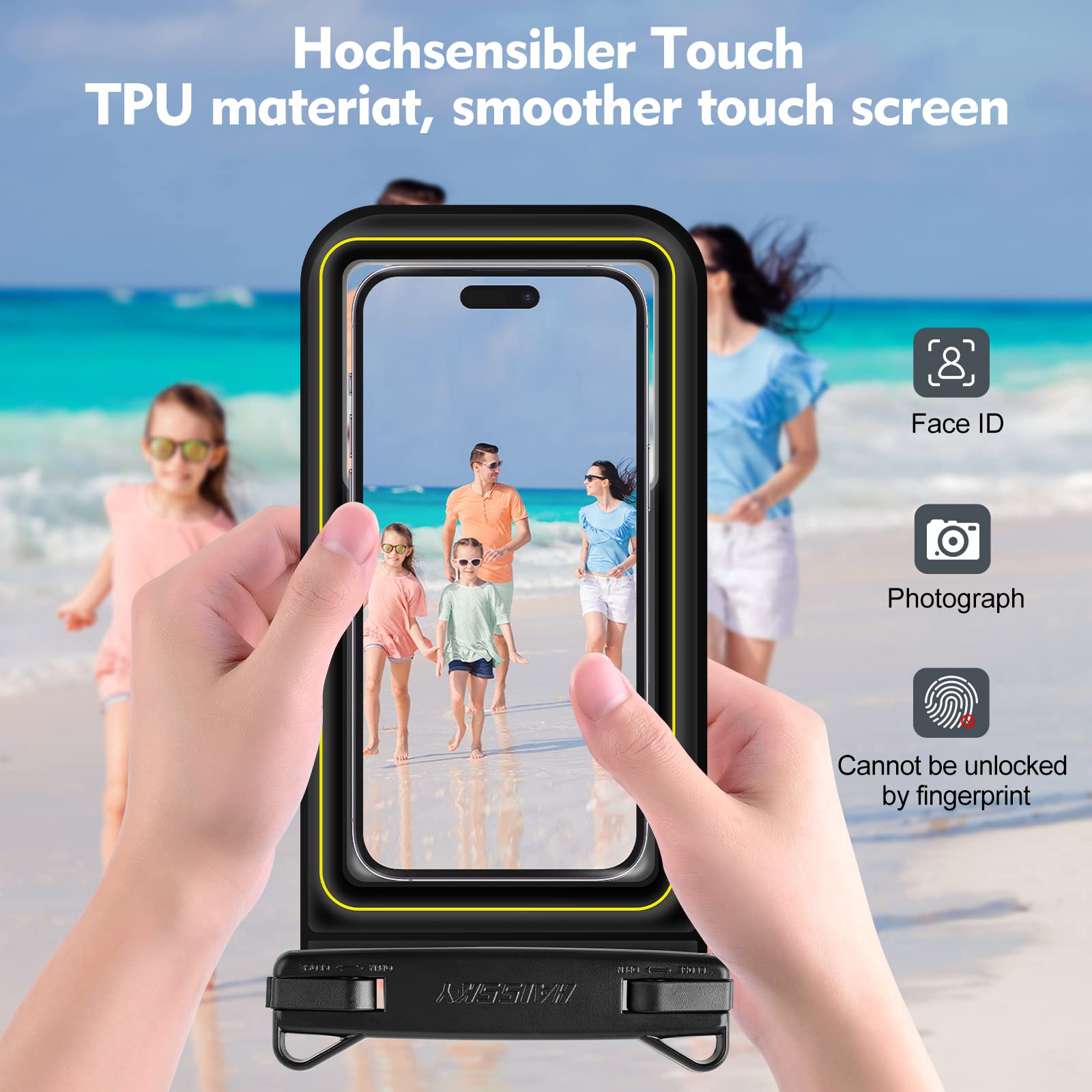 Custodia Impermeabile Smartphone Galleggiante,IPX8 Borsa Smartphone Impermeabile per il nuoto,Custodia Subacquea Smartphone Borsa per iPhone 16 15 14 13 12 11 Pro Max fino a 6,8"