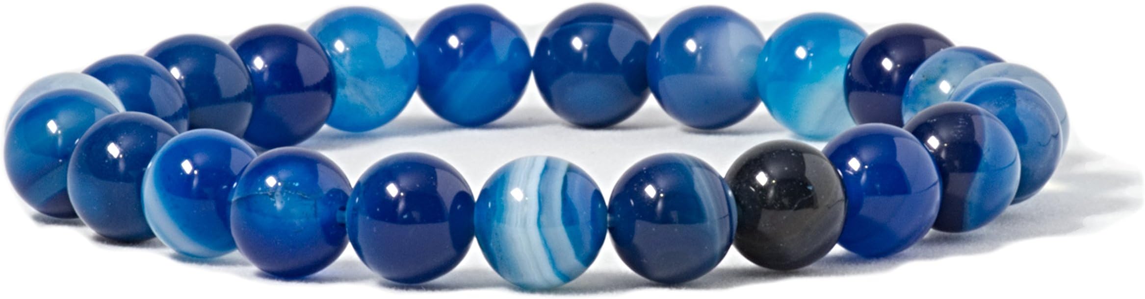 Gemstone Beaded Stretch Bracelet 8mm Round Beads 7"