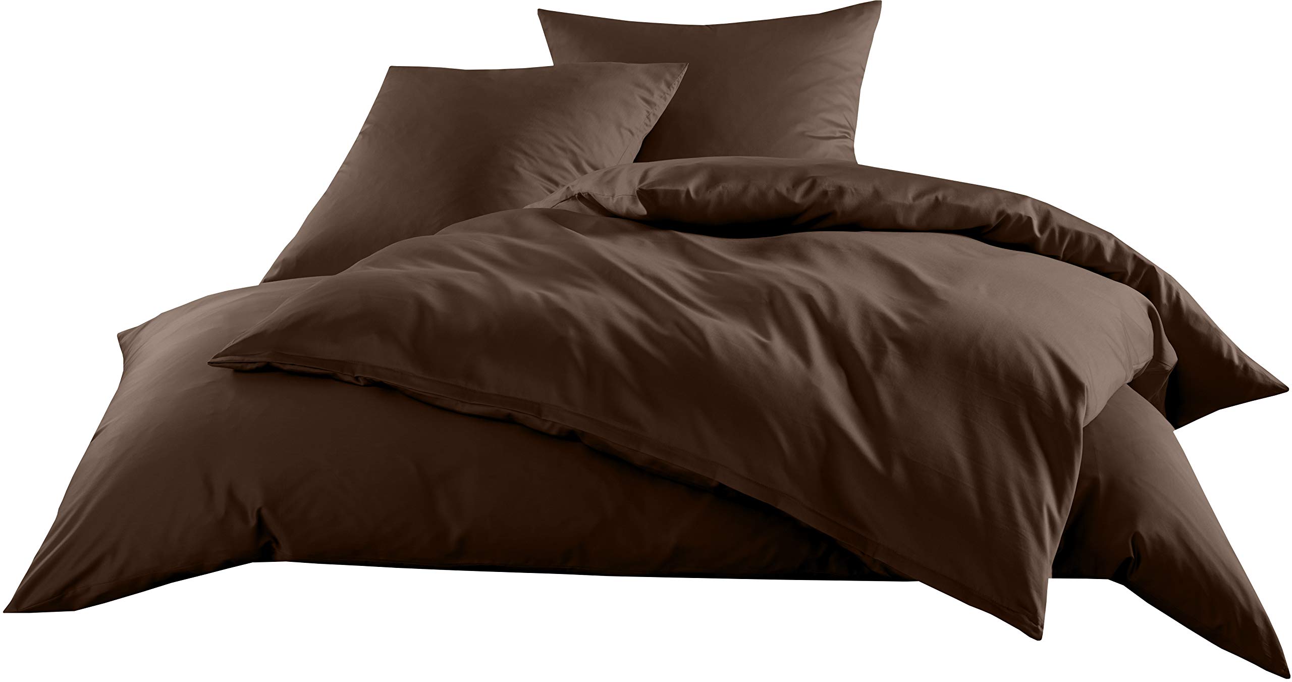 Bettwaesche-mit-Stil Mako-Satin Baumwollsatin Bettwäsche Uni einfarbig zum Kombinieren (Bettbezug 200 cm x 200 cm, Dunkelbraun) Küche, Haushalt & Wohnen