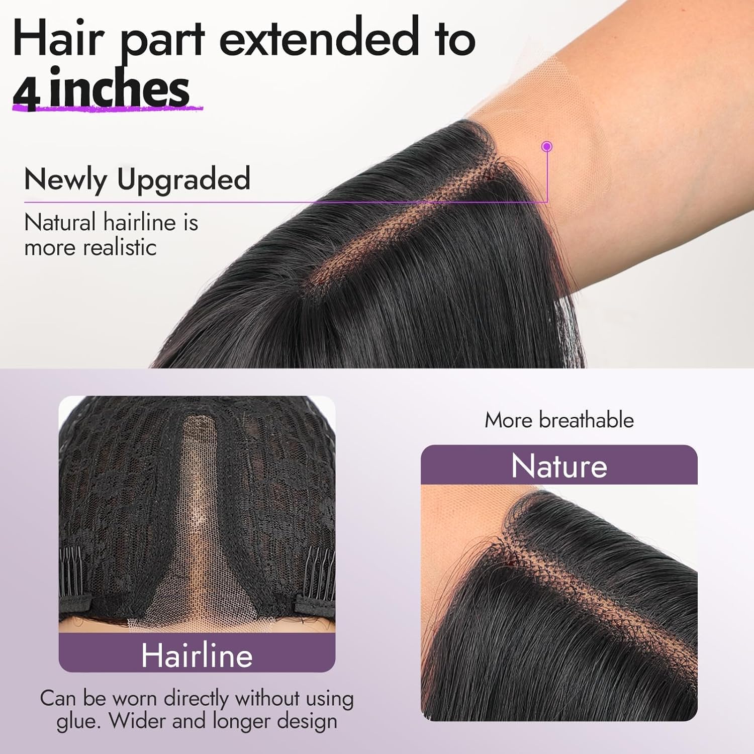 Eawwii Glueless Wavy Lace Wig for Women, Heat-Resistant Synthetic Hair