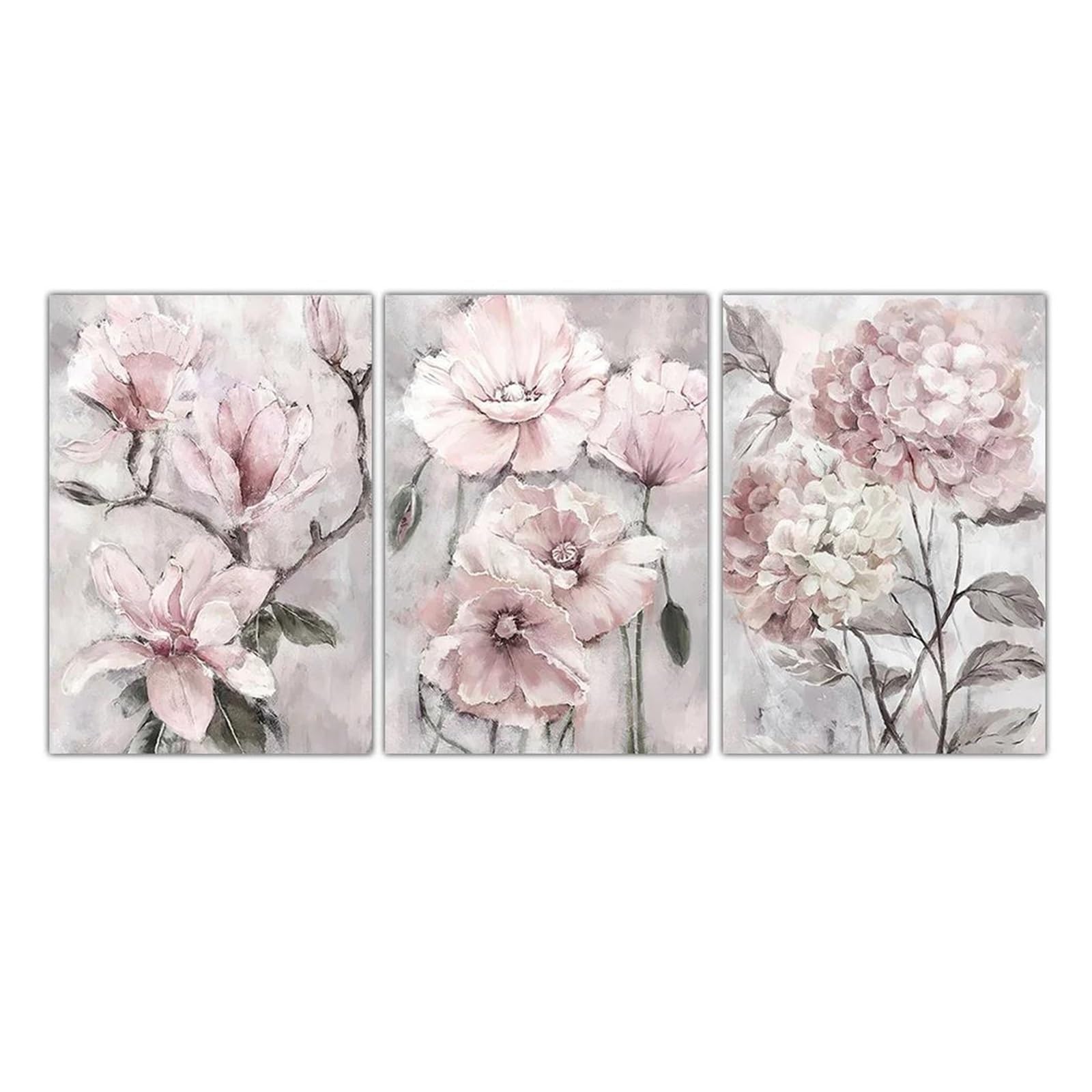 Affiches de fleurs roses toile peinture nordique florale décoration murale salon nature