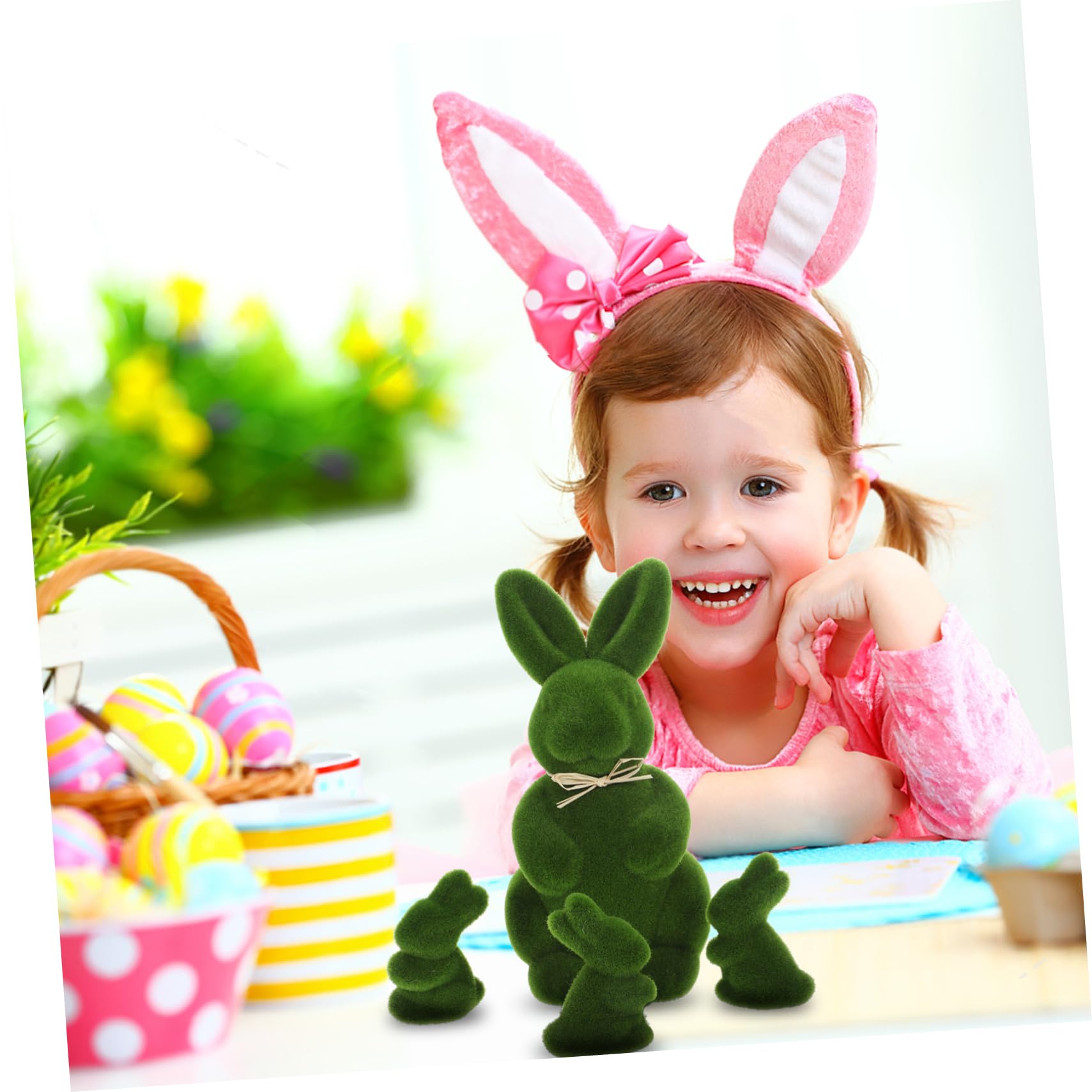 OUNONA 3 Ensembles Décorations De Lapin De Pâques Oreilles Statue De Lapin Rabbit Toys Décoration Pâques Décor De Lapin Floqué Décor De Pâques De Lapin Floqué Mousse Green 4 Pièces * 3