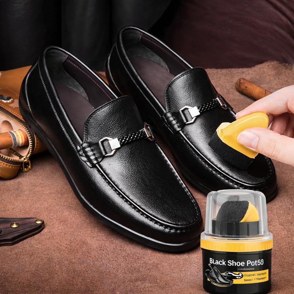 MoNing 2 Pack Black Shoe Polish for Leather Shoes, Portable Shoe Care Polish for Dress Shoes, Boots and Loafers, Compact Leather Shoe Shine for Home, Office and Travel