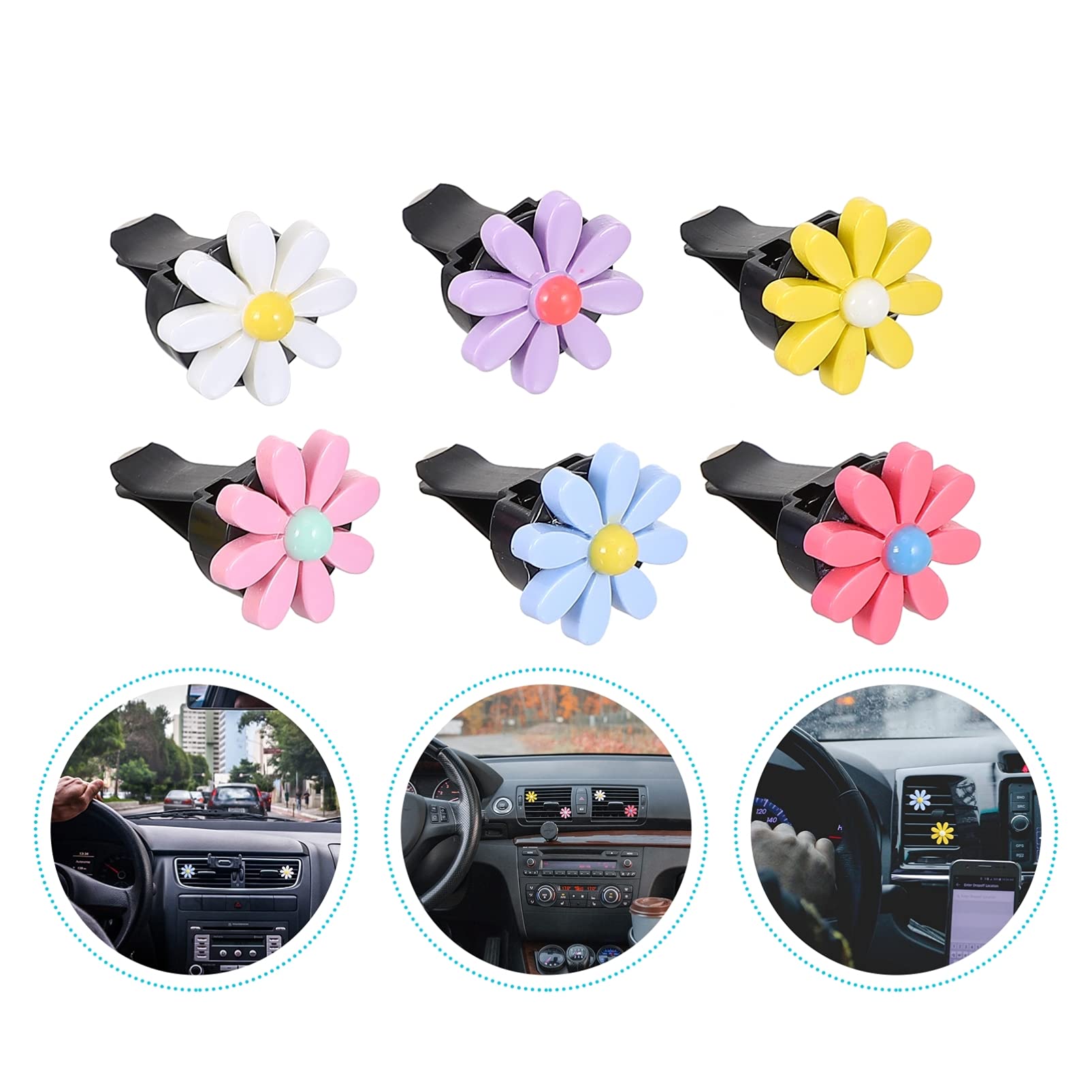 Mobestech 24sets Clip Profumate Per Auto Forma Di Fiore Decorazione Elegante Per Ventilazione Con Di Daisy Accessorio Per Interni Auto Per Festività e Occasioni Speciali