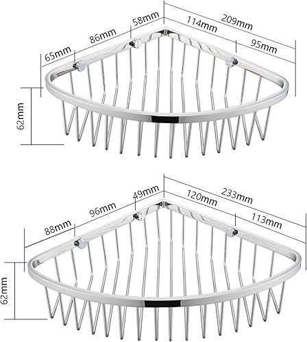 Miniatura 5 de Cesta de esquina para ducha, estante de ducha de baño de acero inoxidable, organizador para almacenamiento de ducha, estante de esquina de pared
