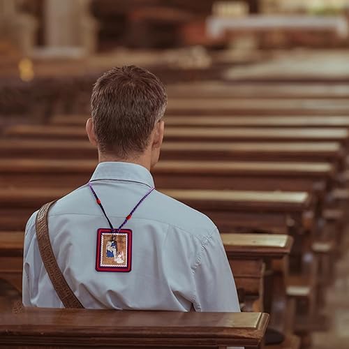 Miniatura 5 de TALPGOD Púrpura Escapularios Católicos Escapulario Católico Marie Julie Jahenny de Bendición con Protección Cruz del Perdón y Medalla de Nuestra