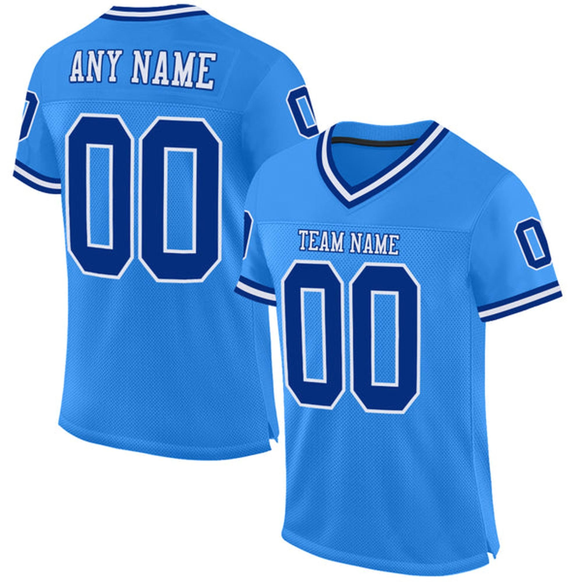 Custom Football Jersey, Football Shirt, Football Jerseys for Women, Football Jerseys for Men, Powder Blue Royal-White Football Jersey, Football Shirts for Men, Football Gifts