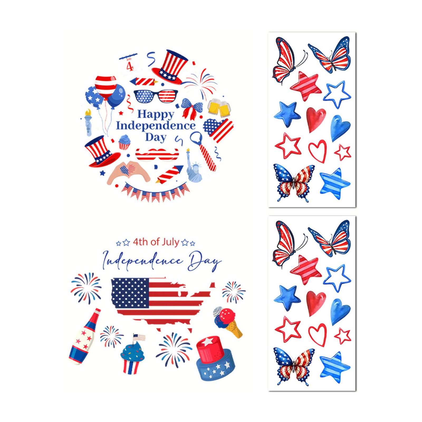 PANGBOER 10Pcs Patriotic Statics Window Decal Easy to Apply and Remove Statics Cling Film Perfect for Glass Door and Glasses Multiple Size Window Sticker Set