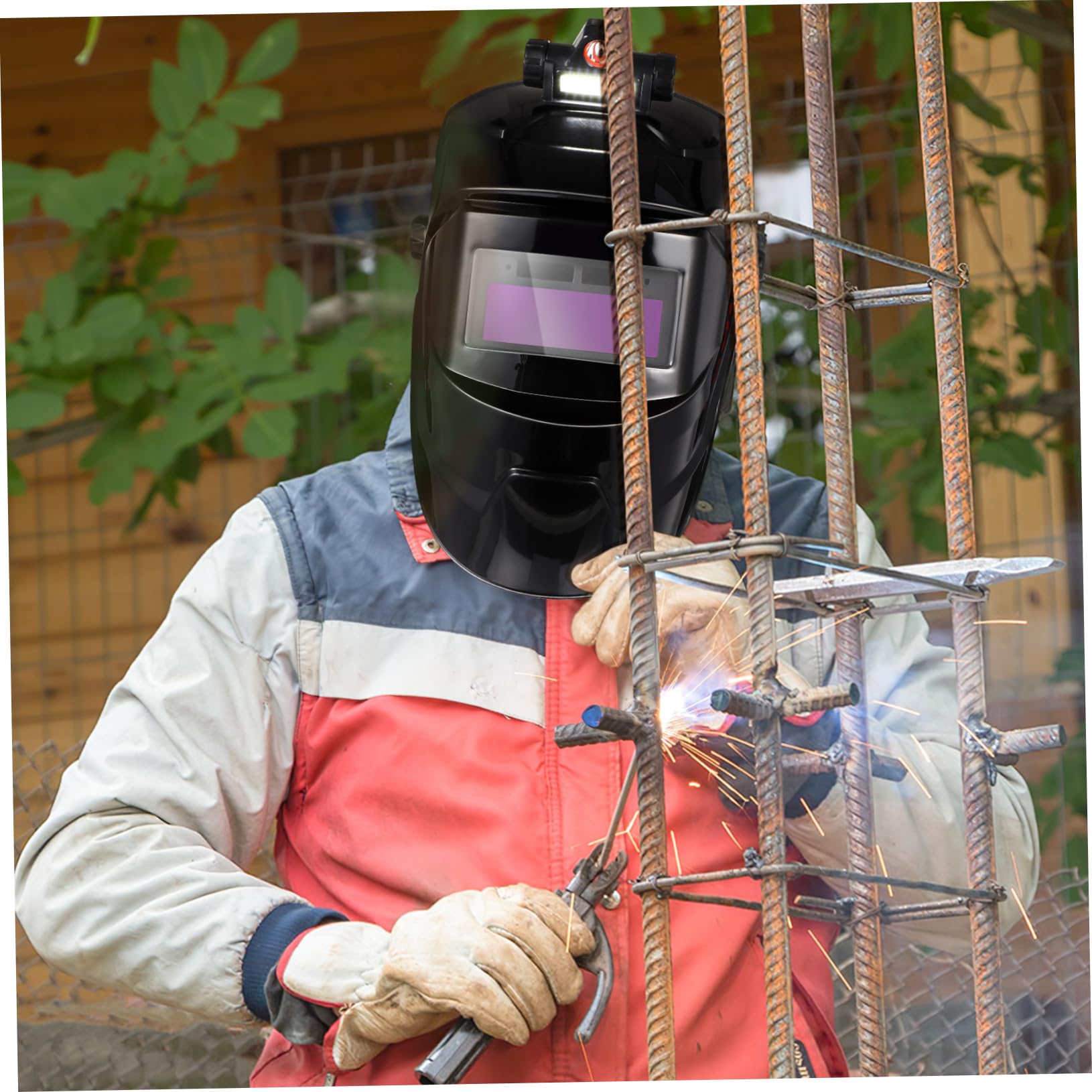 Maschera per Saldatura Auto Oscurante Nero Ampio Visore | Pp, Alimentazione Solare e Regolazione della Tensione, Ombreggiatura 8 Livelli, Uso Interno ed Esterno