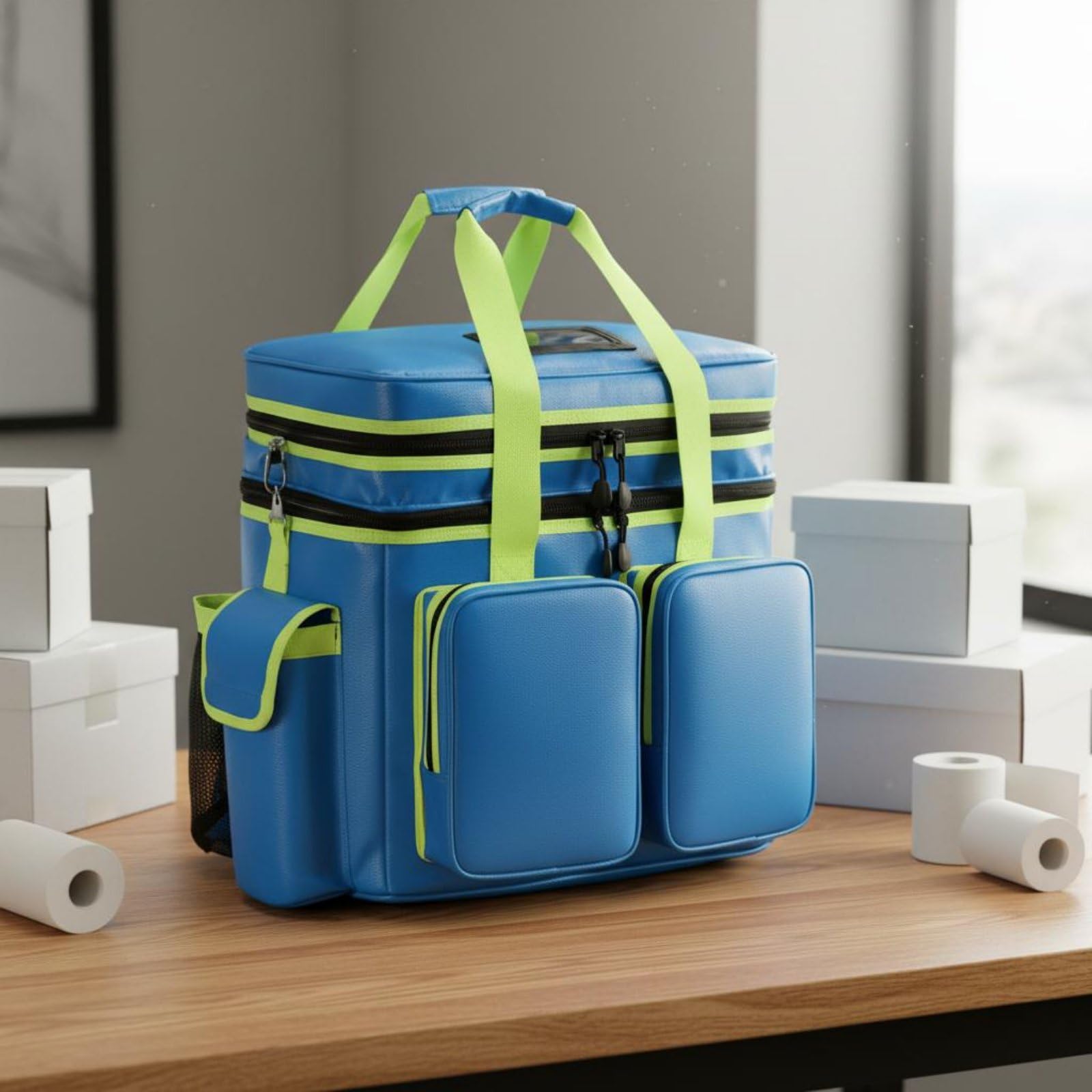 Zaino Ambulanza Trasporto Comodo Zaino Medico Impermeabile Tessuto Oxford Borsa Soccorso Grande per Soccorritori, Rosso