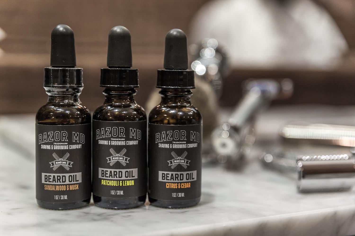 Razor MD Natural Beard Oil for Men With Lightweight Non-Greasy Absorbing Cruelty-Free Formula, Mens Shaving Oil Suitable For All Hair Types, Citrus and Cedar, 1oz