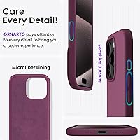 Vista 86 de ORNARTO Funda compatible con iPhone 15 Pro de 6.1 pulgadas, silicona líquida de 3 capas cubierta completa de goma de gel suave, funda protectora
