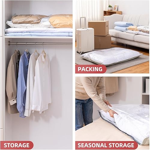 Miniatura 8 de TAILI Paquete de 12 bolsas al vacío de compresión de viaje, bolsas enrollables para ahorrar espacio (6 grandes, 6 medianas), bolsas de viaje al