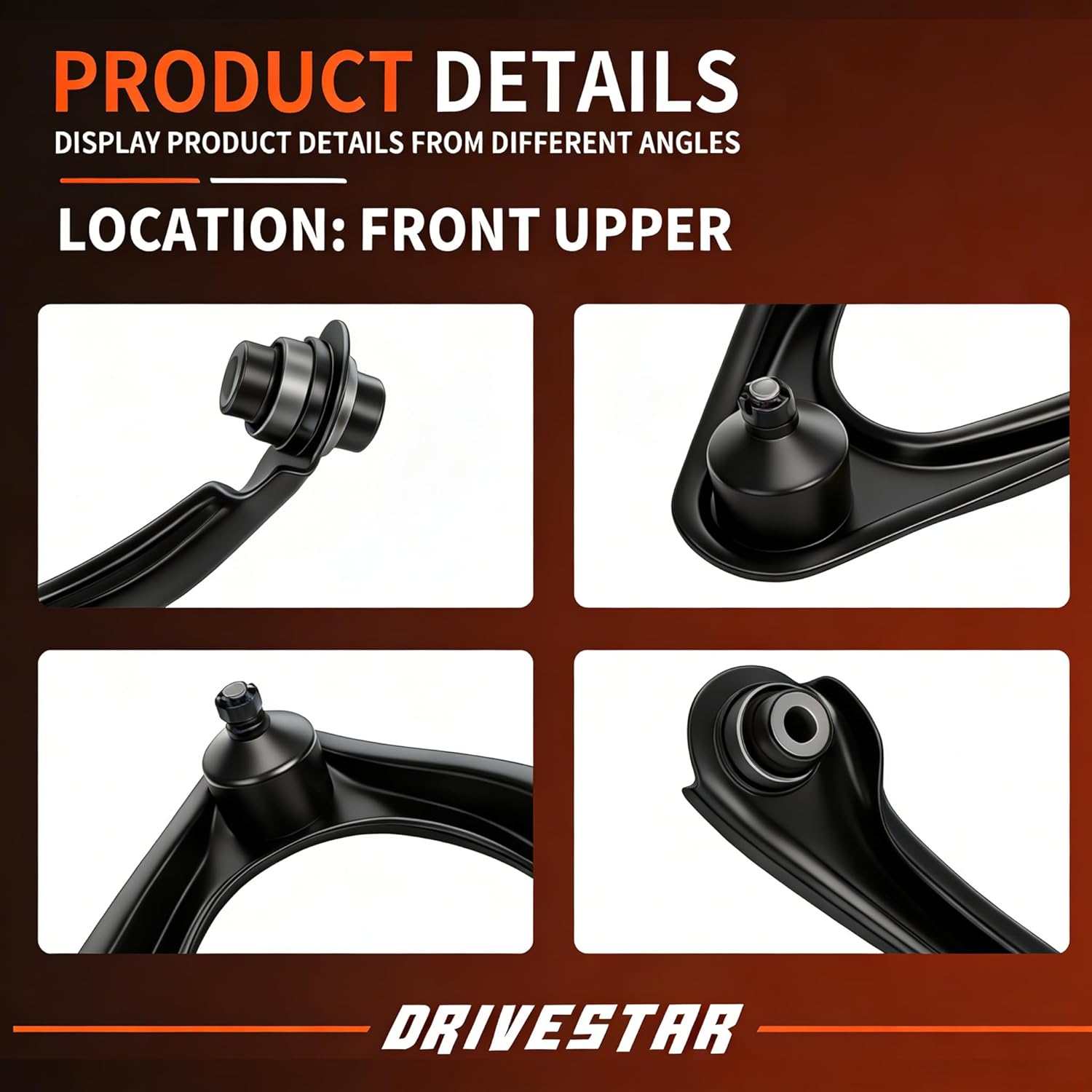 DRIVESTAR Front Upper Control Arms, for Honda Civic 1996-2000, for Acura EL 97-00, New Upper Control Arms, Driver and Passenger Side, w/Ball Joint Bushing