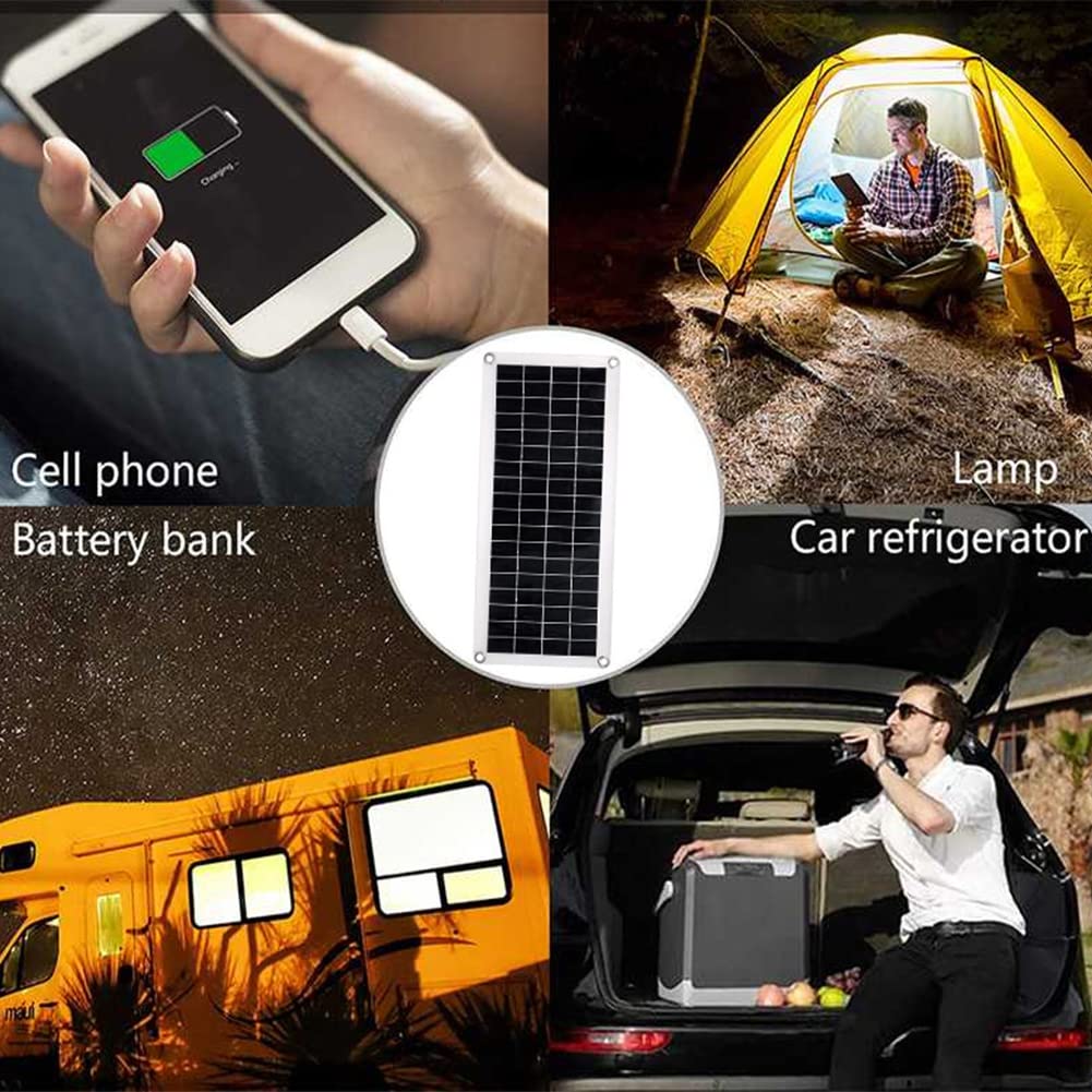 Kit de panel solar, kit completo de panel solar, módulo fotovoltaico monocristalino de 50 W y 18 V, cargador de batería for RV, barco, cabina, furgoneta, coche, superficies irregulares, con controlado