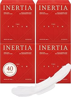 INERTIA Organic Pads for Women Regular Absorbency (40 Count) - The Most Organic Pads with The Best Absorbency, NO Petroleum-Based microplastic, Chlorine, Fragrance or Deodorant. (Pack of 4)