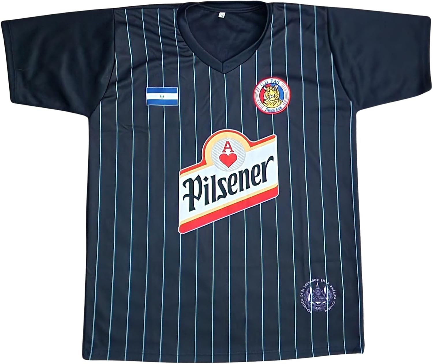 Camisa Azul Negro de Fas El Salvador Tu equipo favorito del Pais Donde Tu Naciste, santaneco de Corazon - 2 veces Perfecto