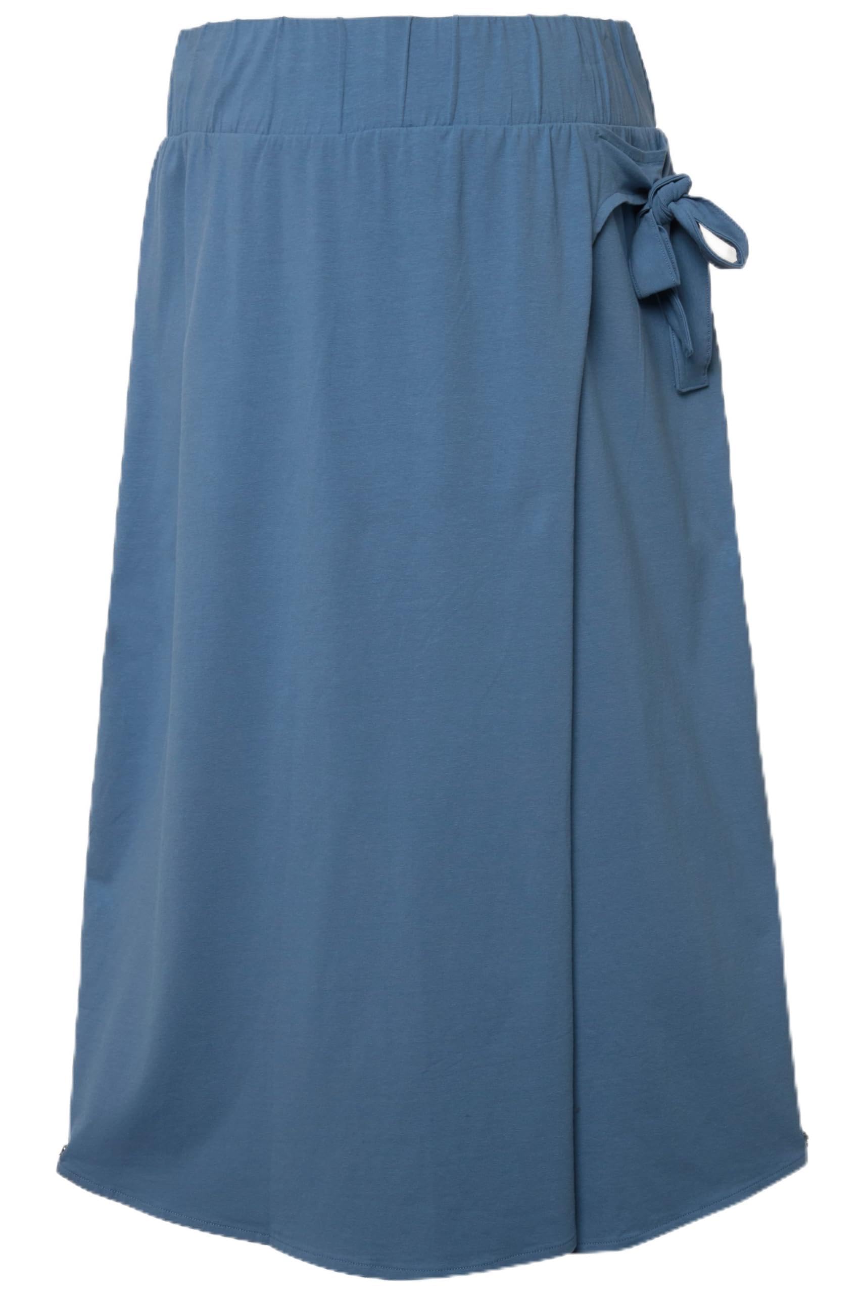 Ulla Popken Damen große Größen Übergrößen Plus Size Jerseyrock, A-Linie, Wickeloptik, Biobaumwolle, GOTS 830641