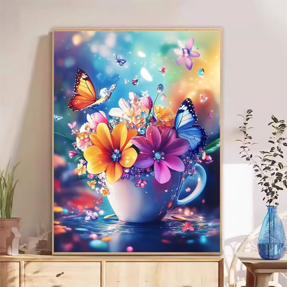 Kompletny zestaw do malowania diamentowego dla dorosłych, 5D diamentowa sztuka kryształowa sztuka, 60 x 90 cm DIY kryształowa mozaika z kryształem górskim na płótnie do dekoracji domu i relaksu, kwiat