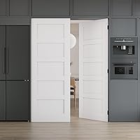 Vista 20 de WINSTELLAR - 1 panel estilo coctelera de 18 x 80 pulgadas, losa blanca imprimada para puerta interior de núcleo sólido, puerta de dormitorio