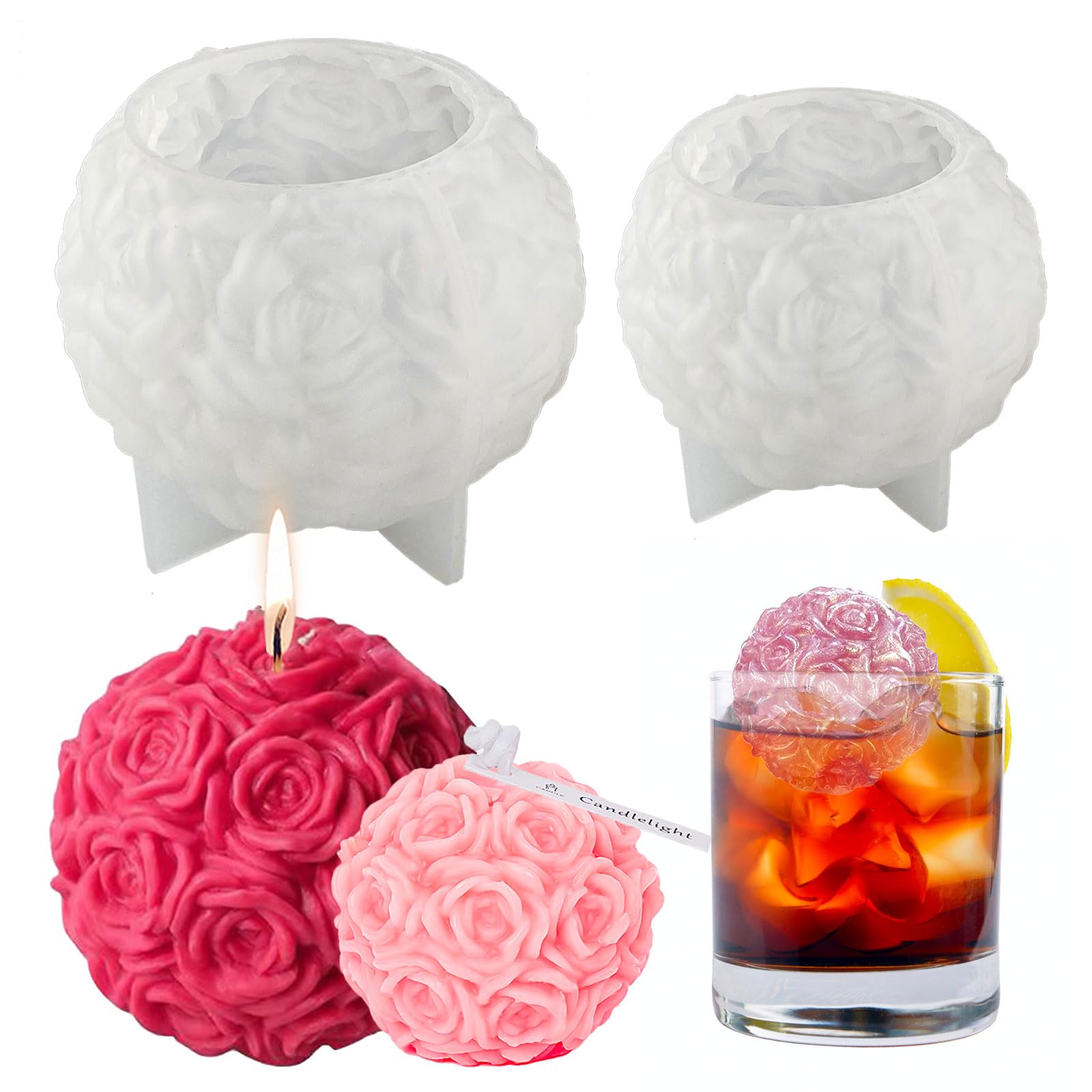 Bloemkaarsvorm, 3D Valentijnsdag Rose Siliconen Mal, Gemakkelijker Demold Romantische Kaars Mal, Multifunctionele Casting Art Crafts Kaars Mallen, Niet Klevende Mal voor Kaarsen Ornamenten Eettafel