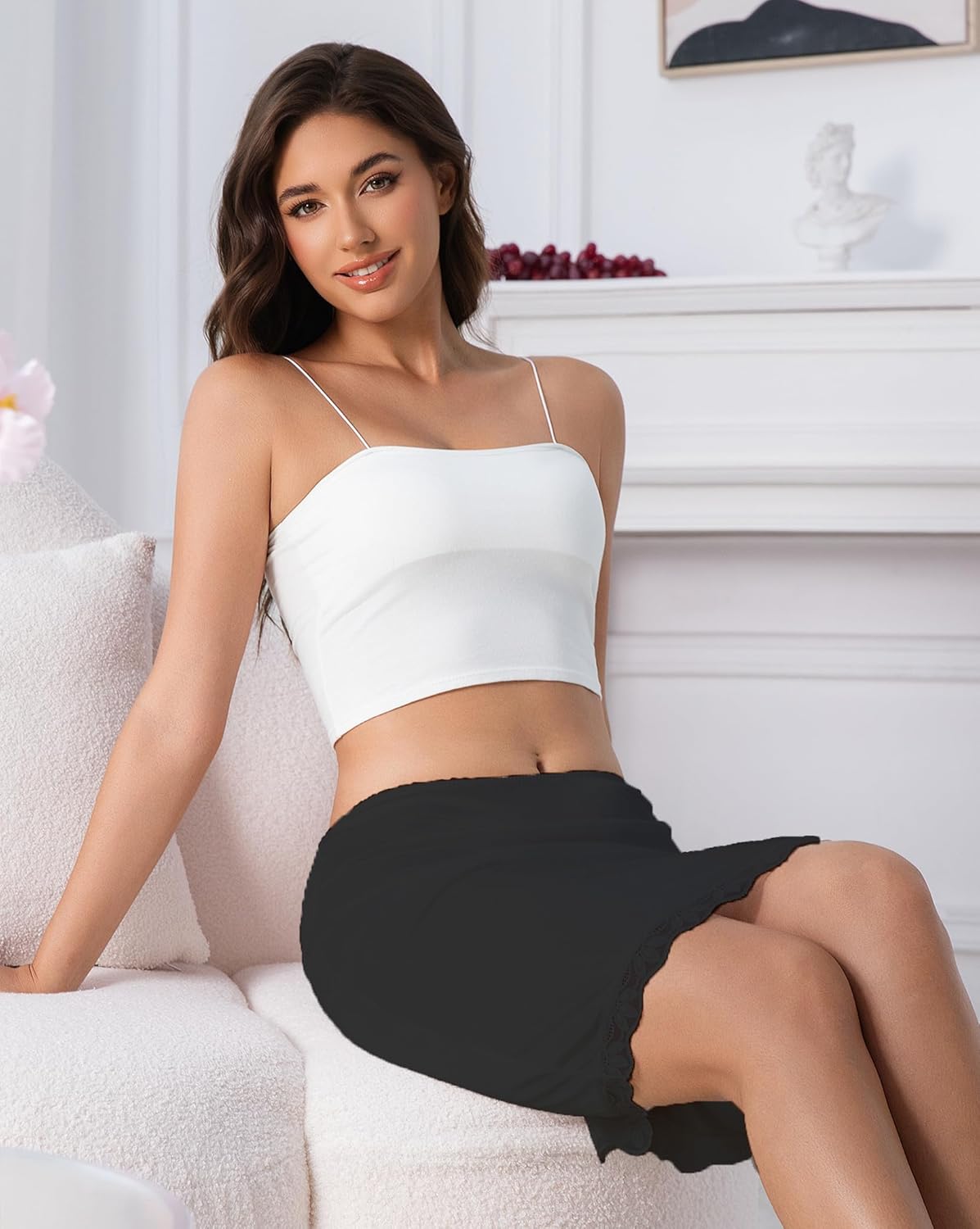 Women's Satin Half Slips Underskirt For Dresses, Silky Slip For Base Layer Soft Fabric With Lace Trim S-XXL - Image 5