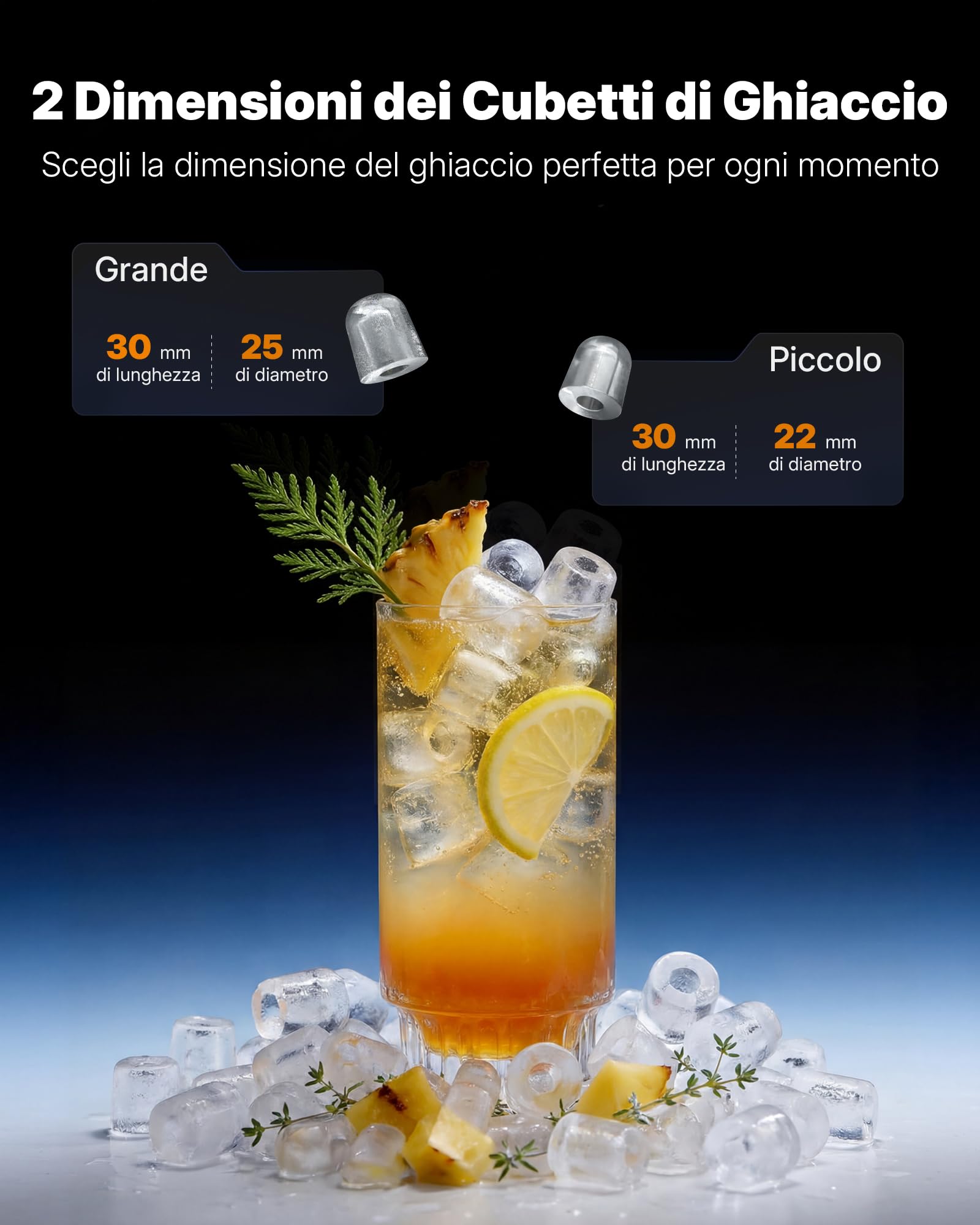 Upstreman Macchina per Ghiaccio con LED, Schermo Tattile Digitale, Serbatoio & Cestello Rimovibili, 9 Cubetti in 6-8 Min, 2 Dimensioni, Autopulente, Macchina Ghiaccio, Grigio, BI10